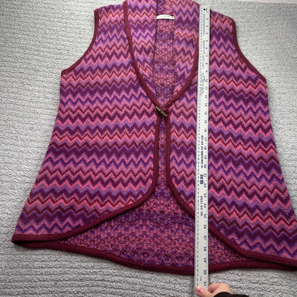 Liz Claiborne Vest Chevron Knit Toggle Pink Purple One Size Boho Retro Preppy